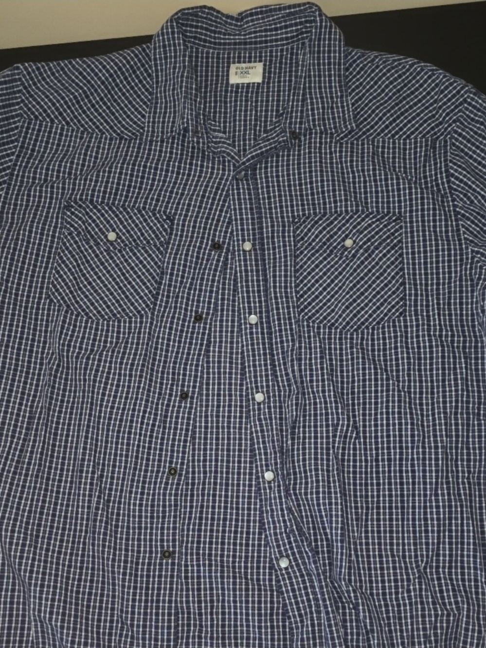 Old Navy Blue and White Check Button-Down Shirt